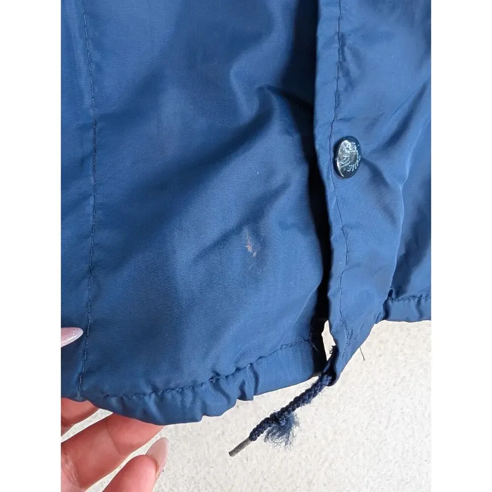 Vintage King Louie Bomber Jacket Mens Large Blue USA Union Made 80s READ/FLAWS